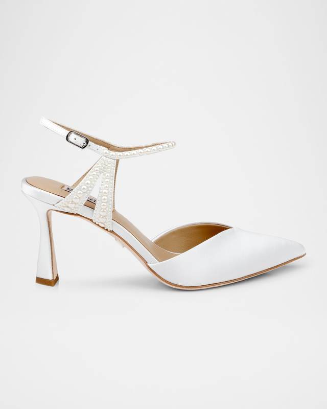 Destinee Pearly Pointed Satin Pumps